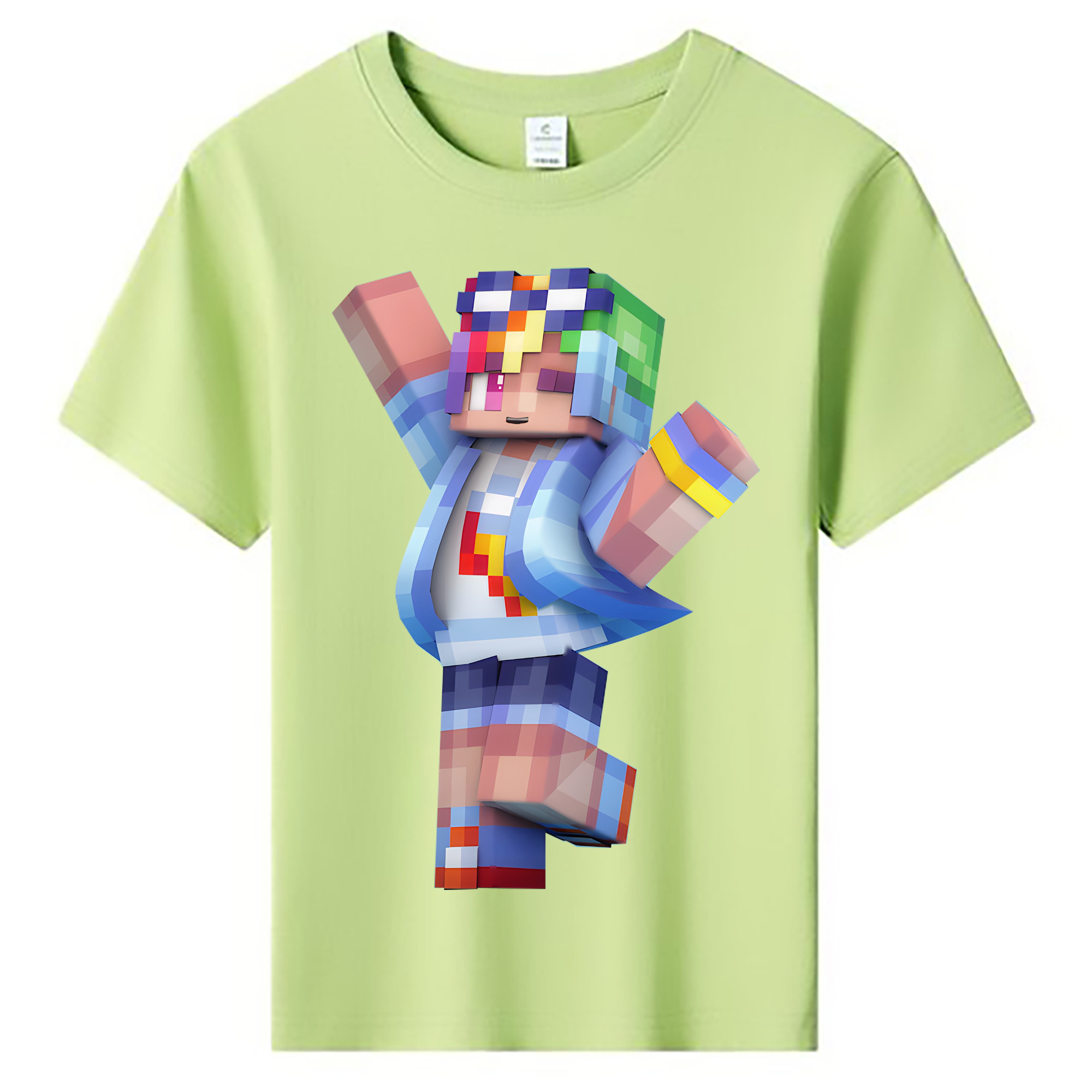 （画像用） マインクラフト ブロックの世界 Minecraft MC Block world 綿100％キッズTシャツ（フロントプリント）